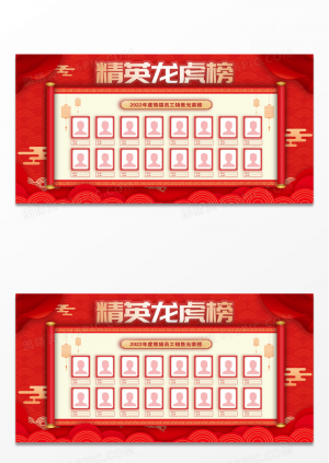 红色简约精英龙虎榜员工销售光荣榜龙虎榜展板设计