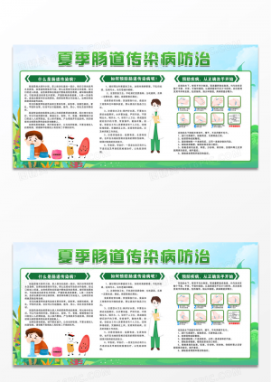 简单清新绿色夏季肠道传染病宣传展板设计