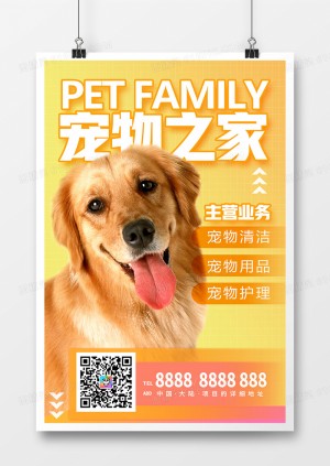 黄色时尚宠物之家海报设计