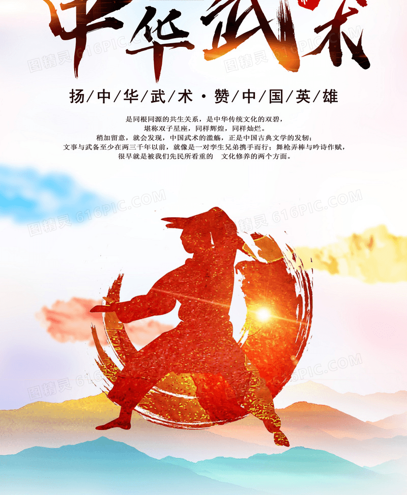 炫彩中国风运动武术主题海报