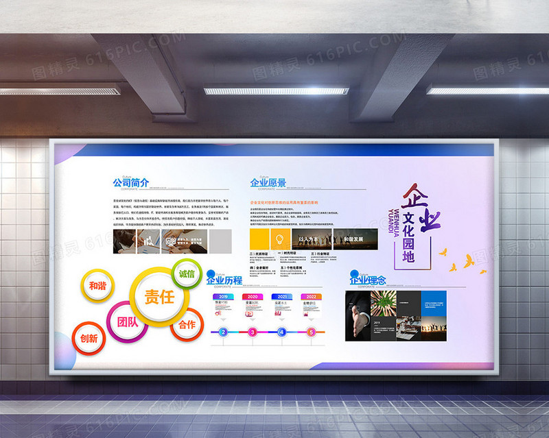 创意大气企业介绍公司简介文化墙展板设计