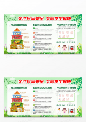 简约时尚清新幼儿园食品安全宣传栏